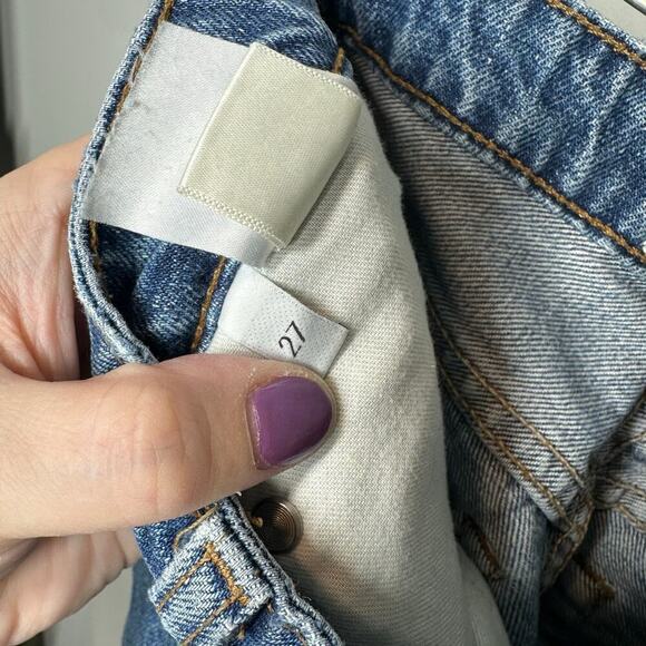 Reformation Winona Petite Mid Rise Button Fly Jeans Blue Denim - Picture 4 of 6